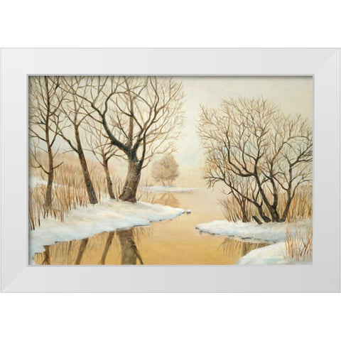 Winter Lake White Modern Wood Framed Art Print by Fisk, Arnie