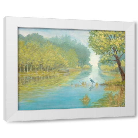 Still Heron Landscape White Modern Wood Framed Art Print by Fisk, Arnie