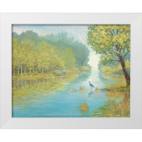 Still Heron Landscape White Modern Wood Framed Art Print by Fisk, Arnie