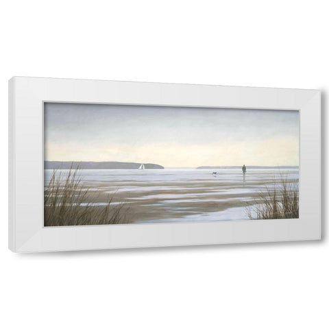 Contemplative Beach Stroll I White Modern Wood Framed Art Print by Wines, James