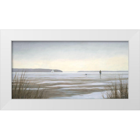 Contemplative Beach Stroll I White Modern Wood Framed Art Print by Wines, James