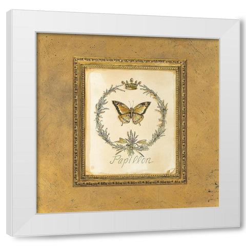 Engraved Butterfly White Modern Wood Framed Art Print by White, Kathryn