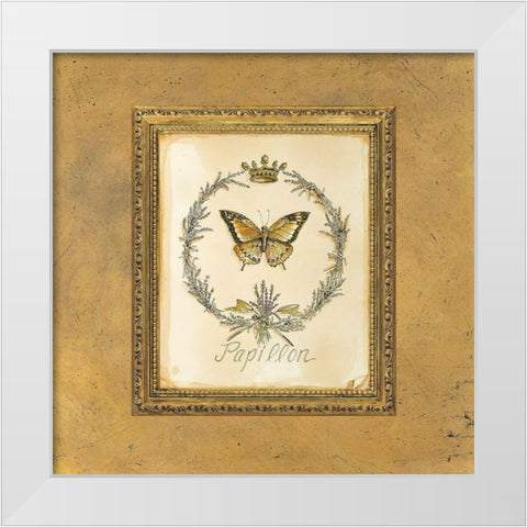 Engraved Butterfly White Modern Wood Framed Art Print by White, Kathryn