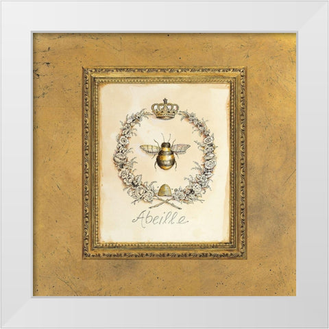 Engraved Bee White Modern Wood Framed Art Print by White, Kathryn