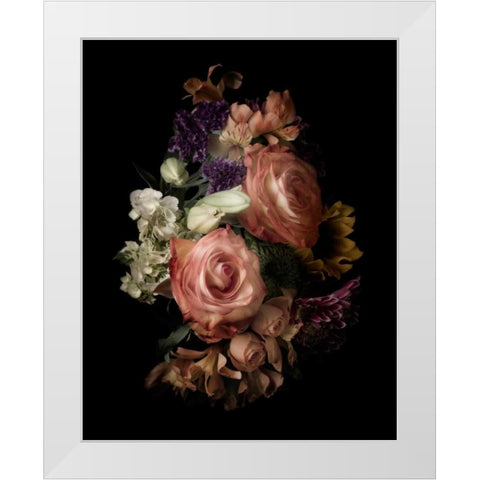 Midnight Roses White Modern Wood Framed Art Print by Greenwood, Julie