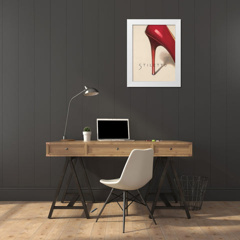 Red Stiletto White Modern Wood Framed Art Print by Fabiano, Marco