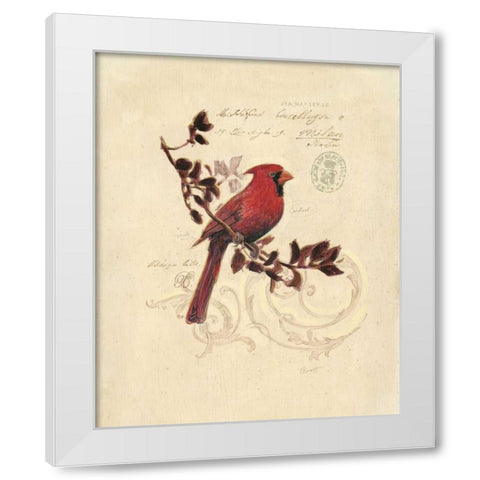 Filigree Cardinal White Modern Wood Framed Art Print by Barrett, Chad