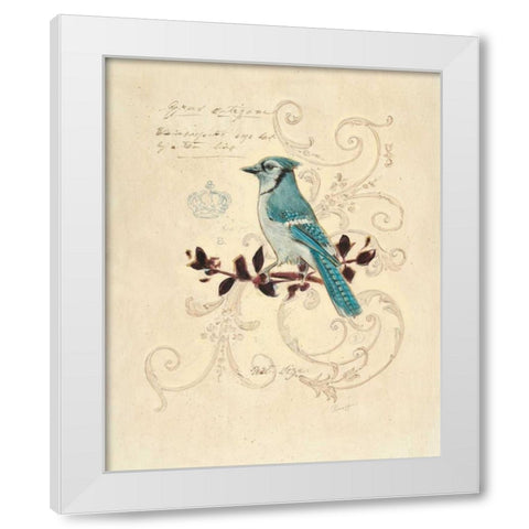 Filigree Jay White Modern Wood Framed Art Print by Barrett, Chad