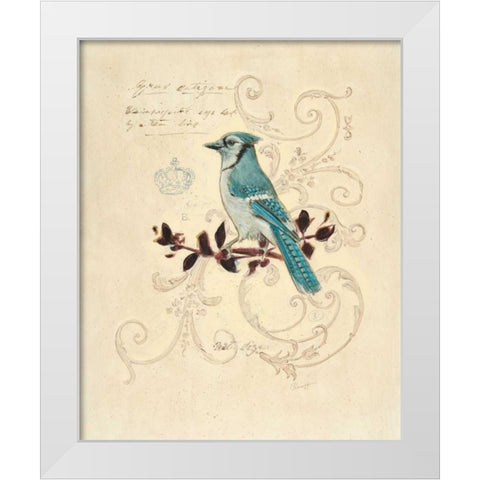 Filigree Jay White Modern Wood Framed Art Print by Barrett, Chad