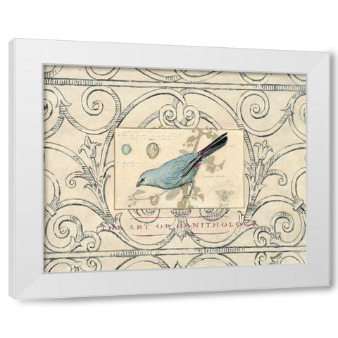 Songbird Etching 2 White Modern Wood Framed Art Print by Barreett, Chad