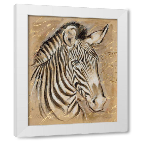 Safari Zebra White Modern Wood Framed Art Print by Barrett, Chad