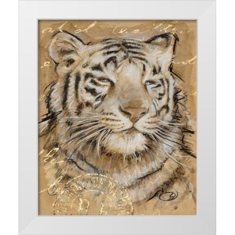 Safari Tiger White Modern Wood Framed Art Print by Barrett, Chad