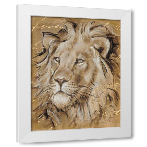 Safari Lion White Modern Wood Framed Art Print by Barrett, Chad