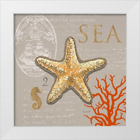 Linen Seaside 2 White Modern Wood Framed Art Print by Barrett, Chad