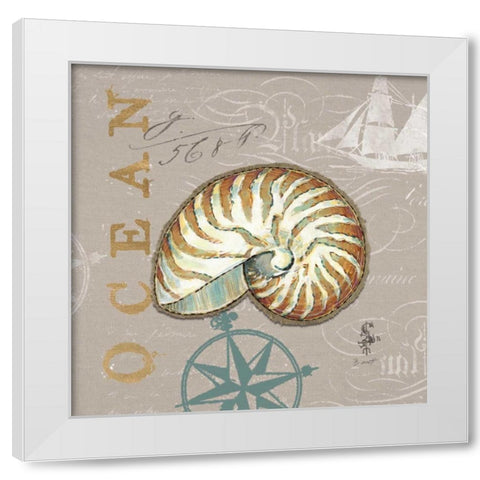 Linen Seaside 4 White Modern Wood Framed Art Print by Barrett, Chad