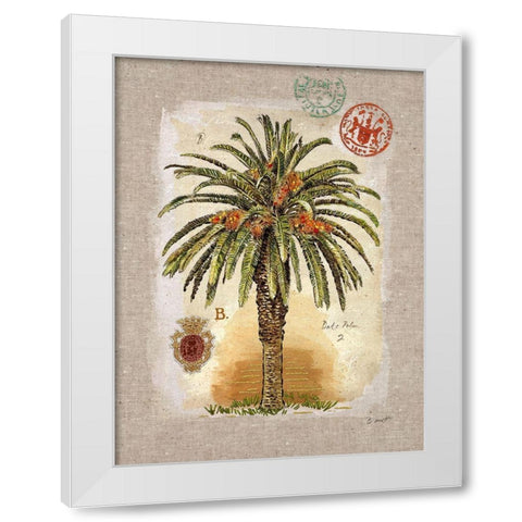 Linen Date Palm Tree White Modern Wood Framed Art Print by Barrett, Chad
