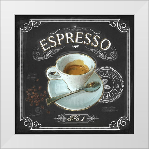 Coffee House Espresso White Modern Wood Framed Art Print by Barrett, Chad