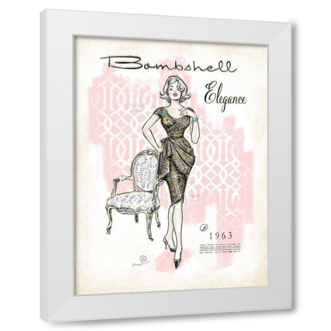 Bombshell Elegance White Modern Wood Framed Art Print by Barrett, Chad