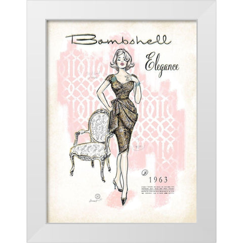 Bombshell Elegance White Modern Wood Framed Art Print by Barrett, Chad