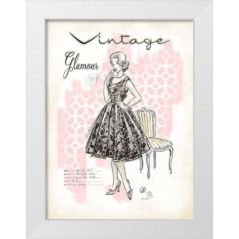 Vintage Glamour White Modern Wood Framed Art Print by Barrett, Chad