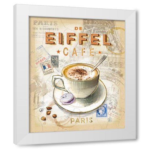 Eiffel Tower Cafe White Modern Wood Framed Art Print by Barrett, Chad