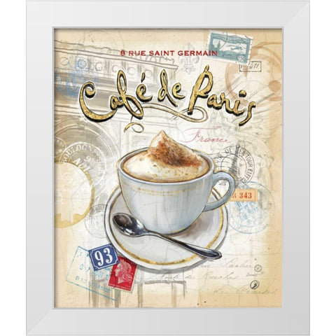 Cafe Paris White Modern Wood Framed Art Print by Barrett, Chad