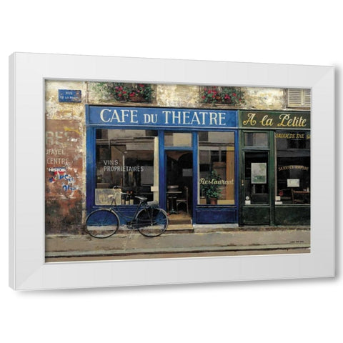 Cafe du Theatre White Modern Wood Framed Art Print by Hak, Chiu Tak