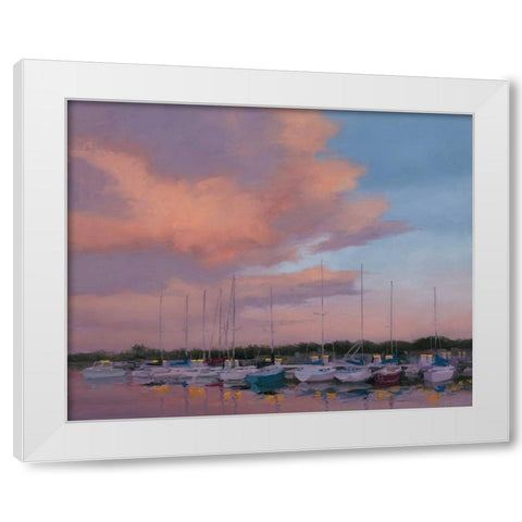 Marina Sunset White Modern Wood Framed Art Print by McGannon, Jill Schultz