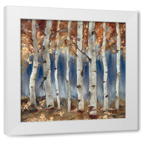 Copper and Blue Birch Trees, Square 1 White Modern Wood Framed Art Print by Lehman, Laurel