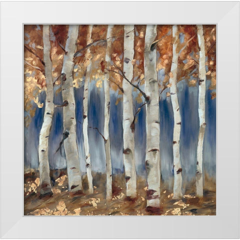 Copper and Blue Birch Trees, Square 1 White Modern Wood Framed Art Print by Lehman, Laurel