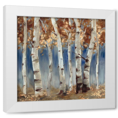 Copper and Blue Birch Trees, Square 2 White Modern Wood Framed Art Print by Lehman, Laurel