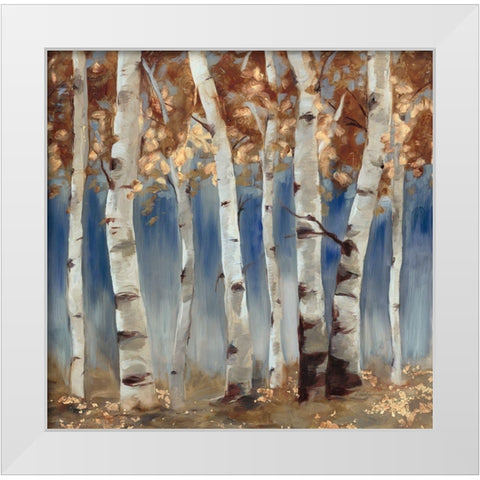 Copper and Blue Birch Trees, Square 2 White Modern Wood Framed Art Print by Lehman, Laurel