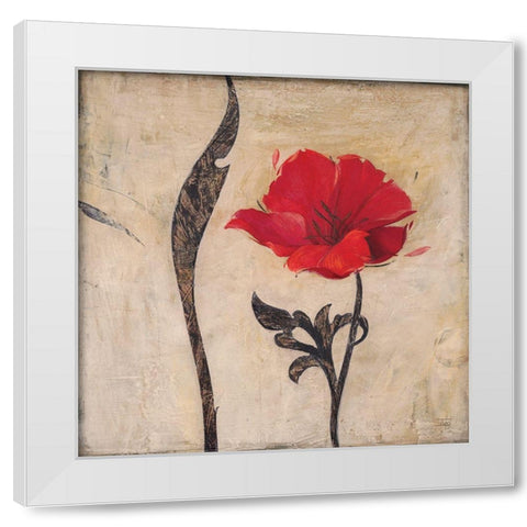 Scarlet Blossom White Modern Wood Framed Art Print by Stoyanov, Ivo