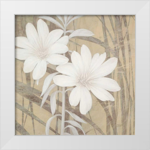 Modern White Blossoms White Modern Wood Framed Art Print by Stoyanov, Ivo