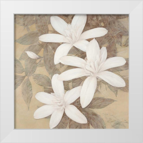 Modern Cream Blossoms White Modern Wood Framed Art Print by Stoyanov, Ivo