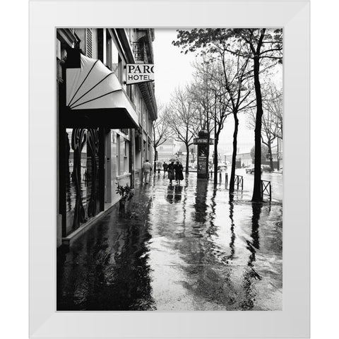 Rainy Days In Paris White Modern Wood Framed Art Print by Vandenack