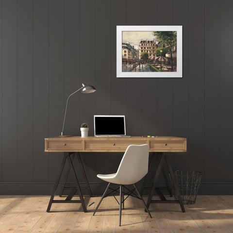 Bistro Stroll White Modern Wood Framed Art Print by Heighton, Brent