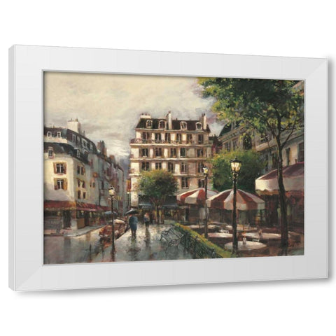 Bistro Stroll White Modern Wood Framed Art Print by Heighton, Brent