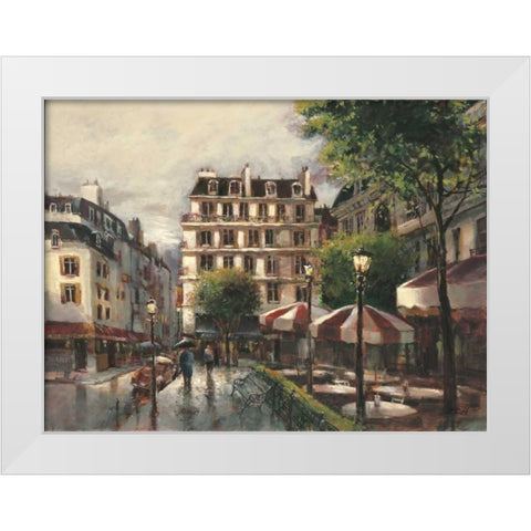 Bistro Stroll White Modern Wood Framed Art Print by Heighton, Brent