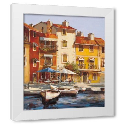 Mediterranean Waterfront II White Modern Wood Framed Art Print by Heighton, Brent