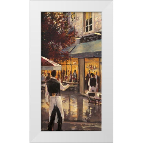 5Th Ave Cafe White Modern Wood Framed Art Print by Heighton, Brent