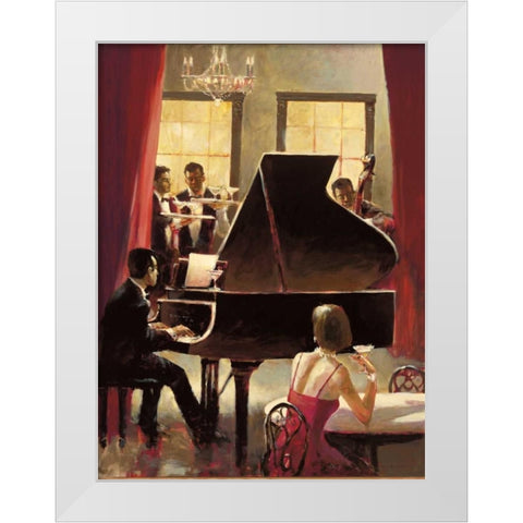 Piano Jazz White Modern Wood Framed Art Print by Heighton, Brent
