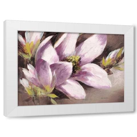 Plum Magnolia Breeze White Modern Wood Framed Art Print by Heighton, Brent