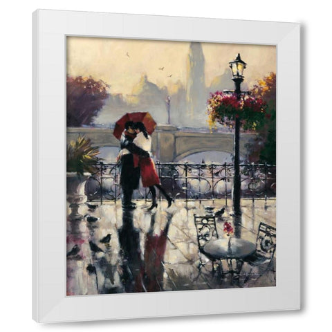 Romantic Embrace White Modern Wood Framed Art Print by Heighton, Brent