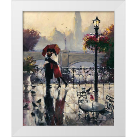 Romantic Embrace White Modern Wood Framed Art Print by Heighton, Brent