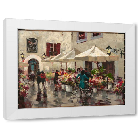 Paris Street Scene White Modern Wood Framed Art Print by Heighton, Brent