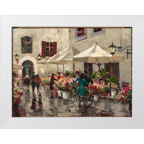 Paris Street Scene White Modern Wood Framed Art Print by Heighton, Brent