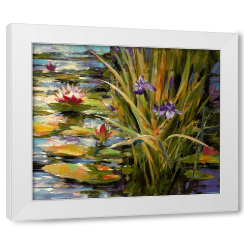 Pond Iris White Modern Wood Framed Art Print by Heighton, Brent