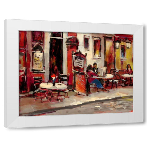 Sidewalk Cafe White Modern Wood Framed Art Print by Heighton, Brent