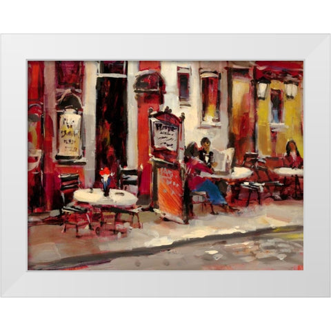 Sidewalk Cafe White Modern Wood Framed Art Print by Heighton, Brent